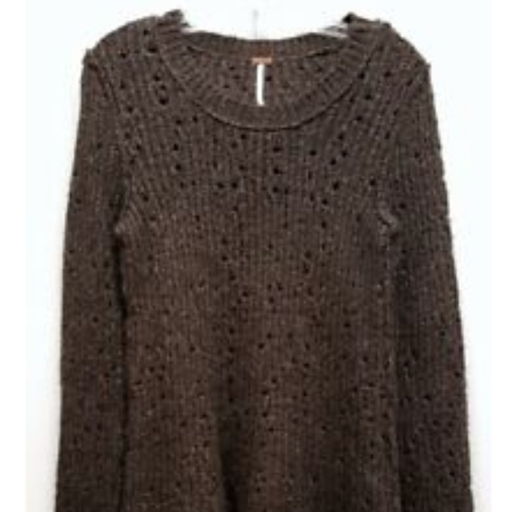 Free People Brown Chunky Loose Knit Sweater